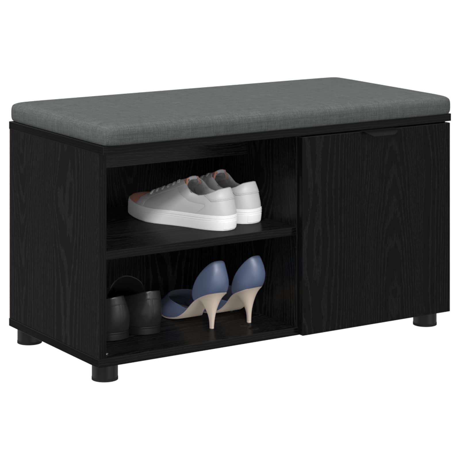 Banco de hall com almofada carvalho preto 80 x 38 x 46 cm