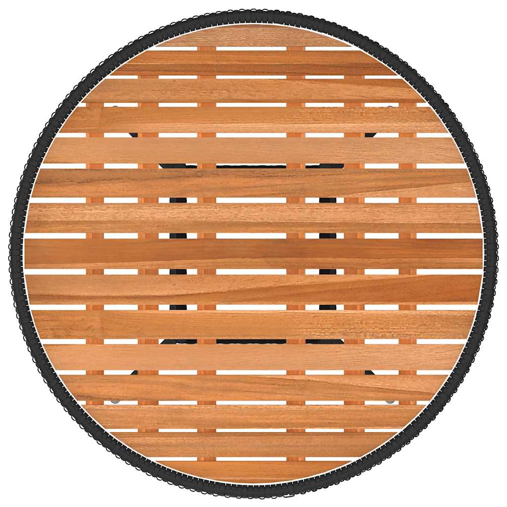 Mesa de jantar p/ jardim ø 70 cm vime PE e acácia maciça preto