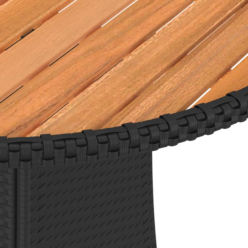 Mesa de jantar p/ jardim ø 70 cm vime PE e acácia maciça preto