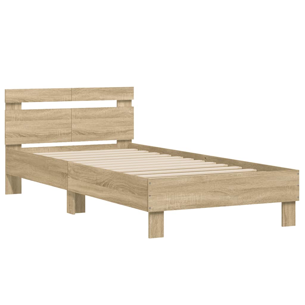 Cama sem colchão com cabeceira 100x200 cm carvalho sonoma