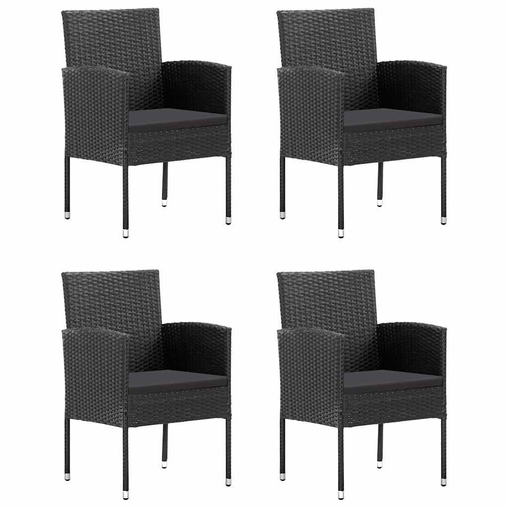 5 Pcs conjunto de jantar para jardim preto