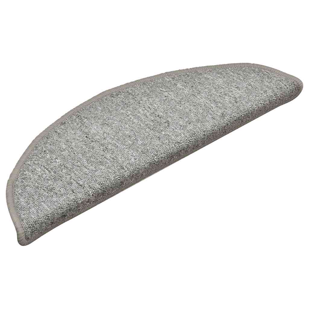 Tapetes de escada 30 peças 56x17x3 cm cinza claro semicircular
