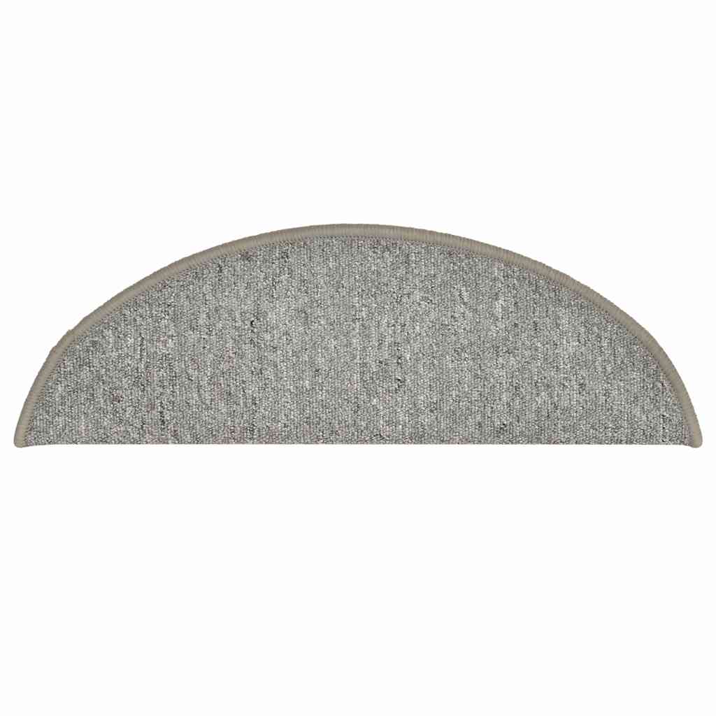 Tapetes de escada 30 peças 56x17x3 cm cinza claro semicircular