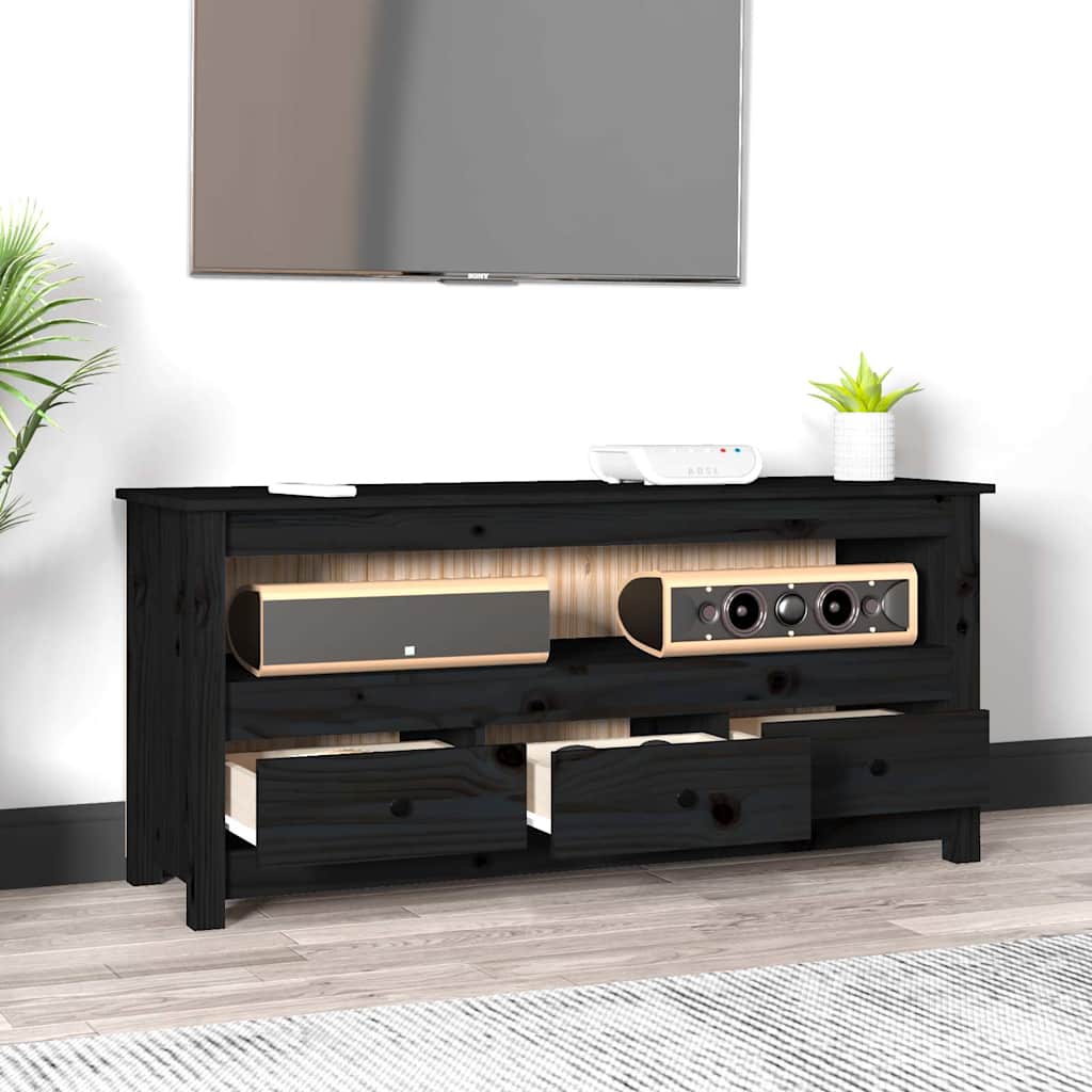 Móvel de TV 114x35x52 cm madeira de pinho maciça preto