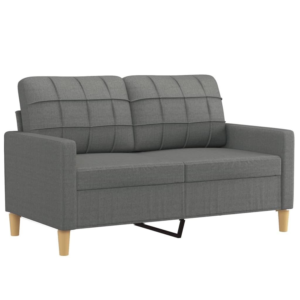 2 Pcs conjunto de sofás com almofadas tecido cinzento-escuro