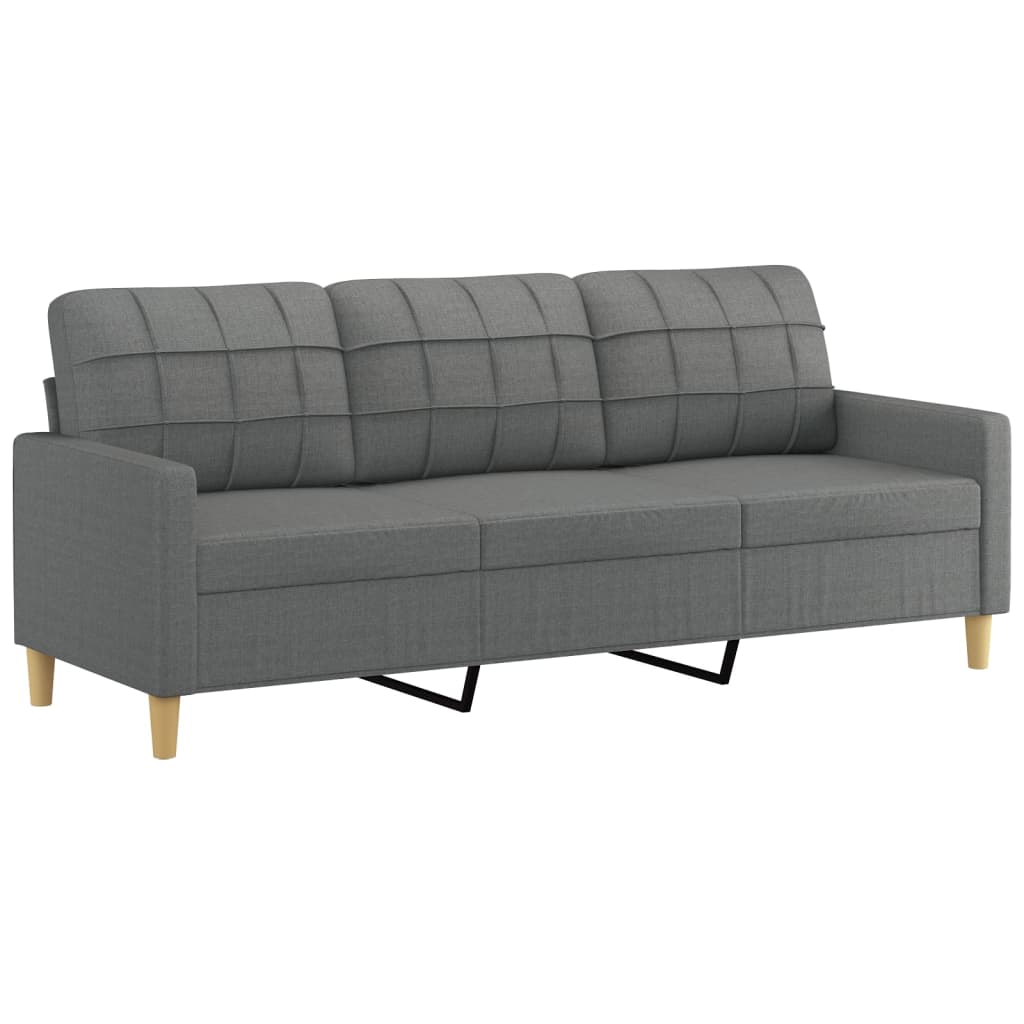 2 Pcs conjunto de sofás com almofadas tecido cinzento-escuro