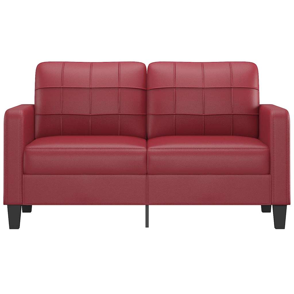 Sofá de 2 lugares 140 cm couro artificial vermelho tinto
