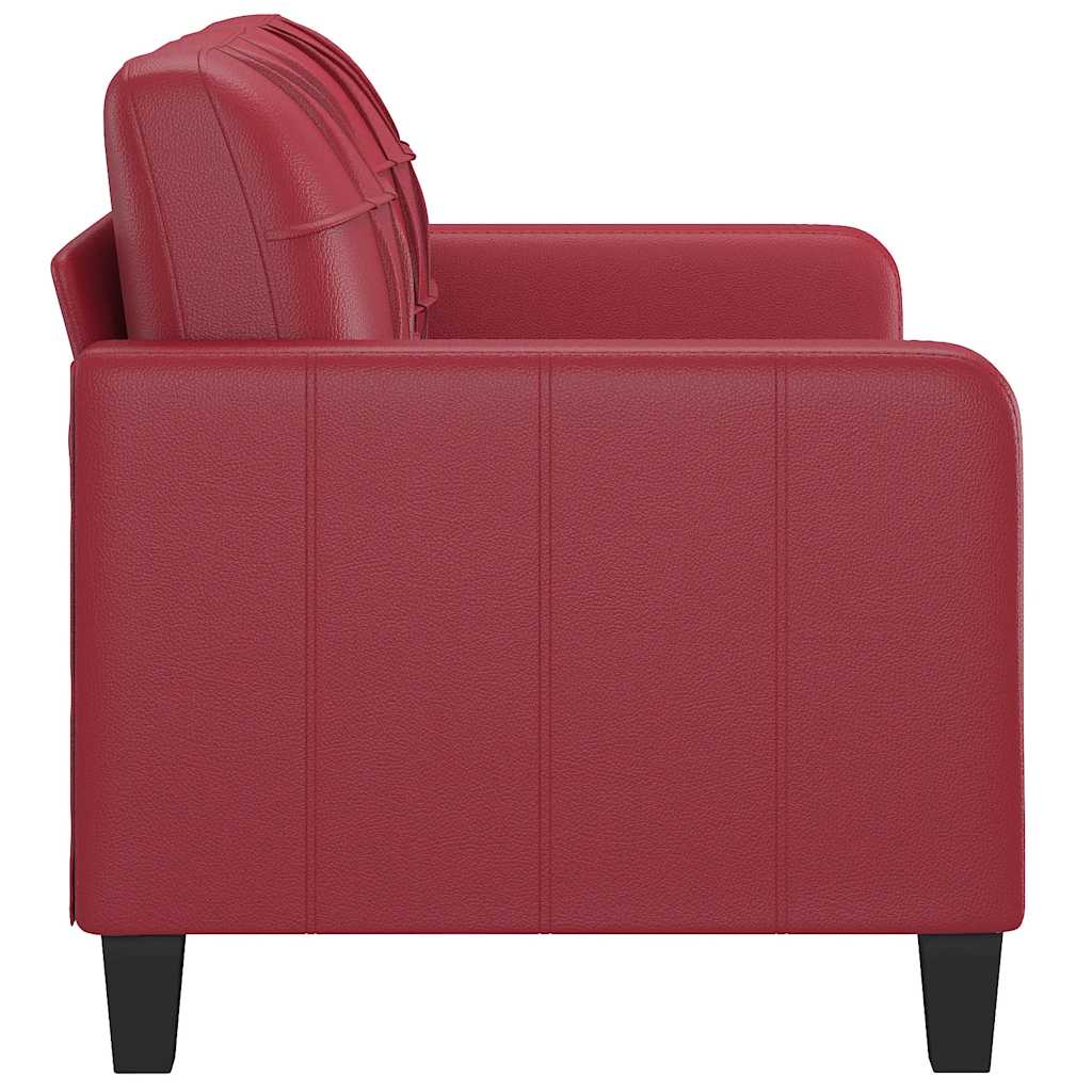 Sofá de 2 lugares 140 cm couro artificial vermelho tinto