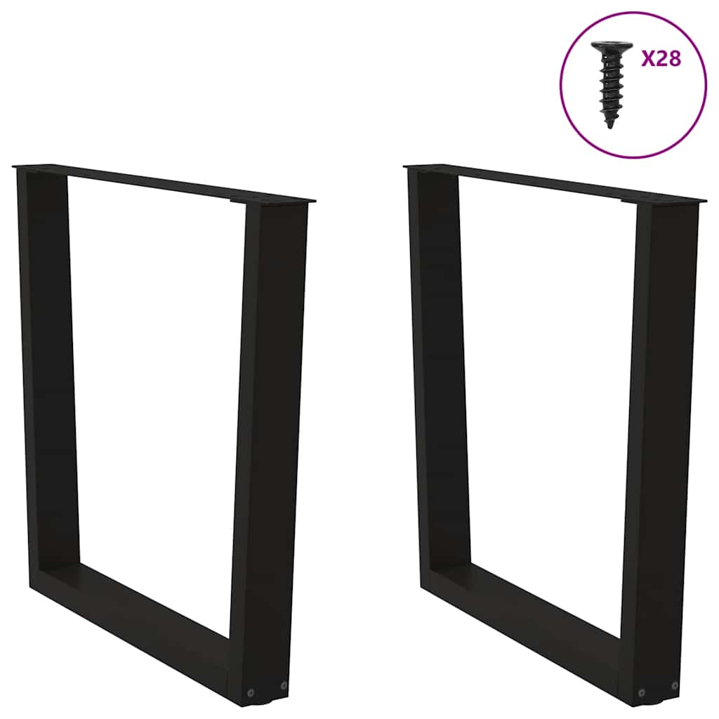 Pernas para mesa de jantar em v, 2 peças, pretas, 80x(72-73,3) cm, aço