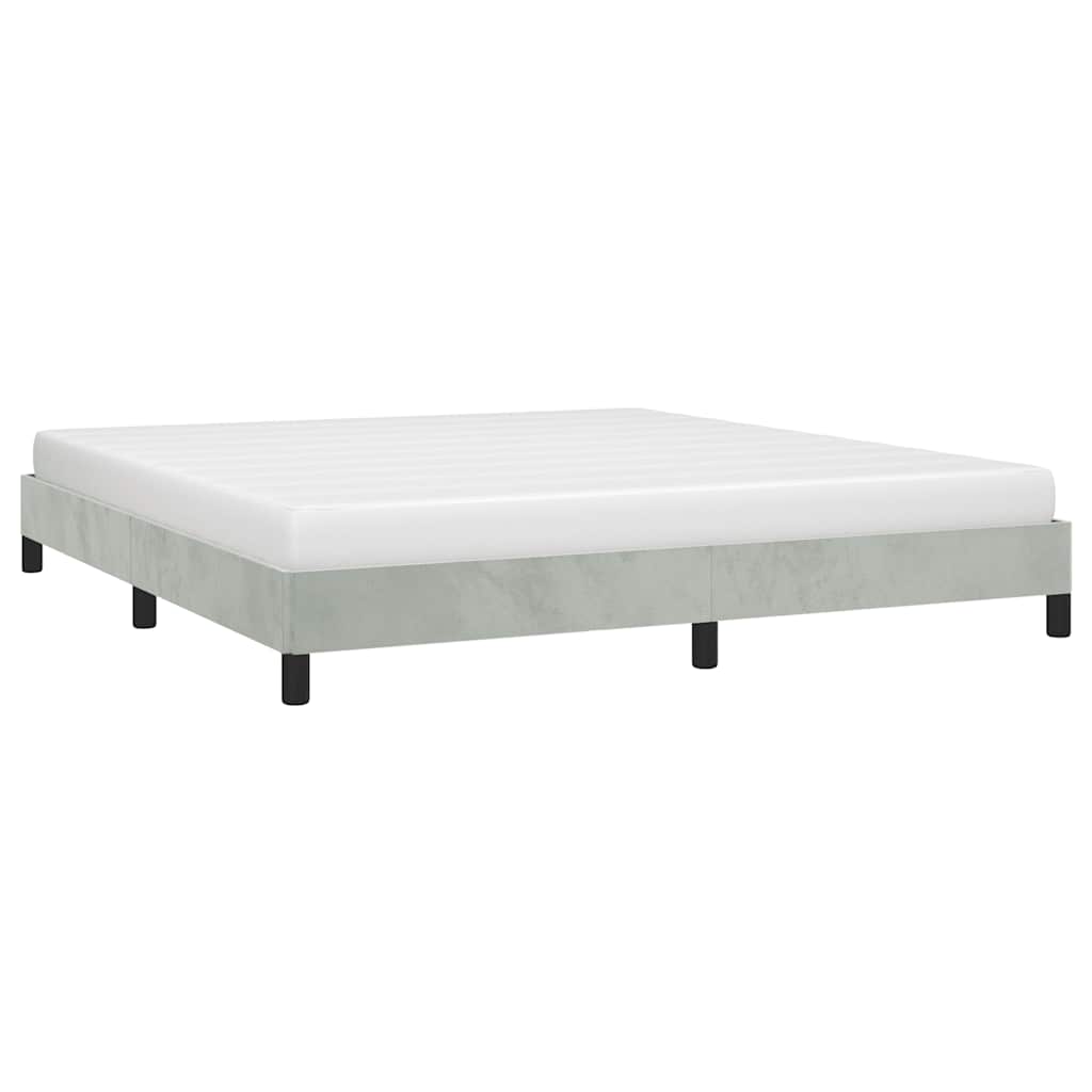 Estrutura de cama sem colchão, veludo cinza claro tamanho california king