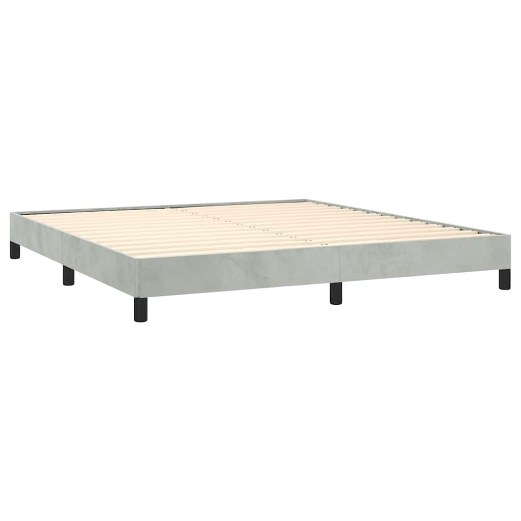 Estrutura de cama sem colchão, veludo cinza claro tamanho california king