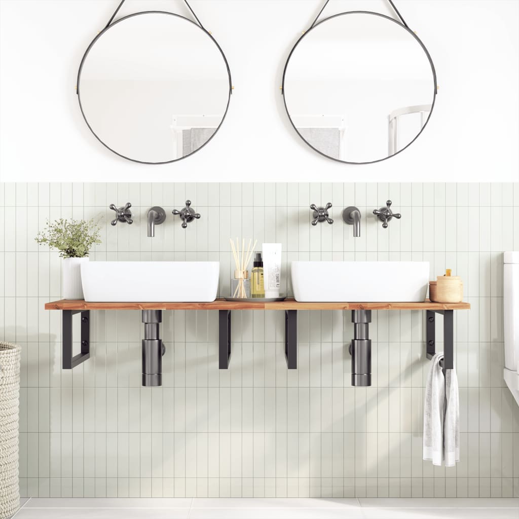 Tampo p/ móvel de wc 140x50x2cm acácia maciça acabamento a óleo