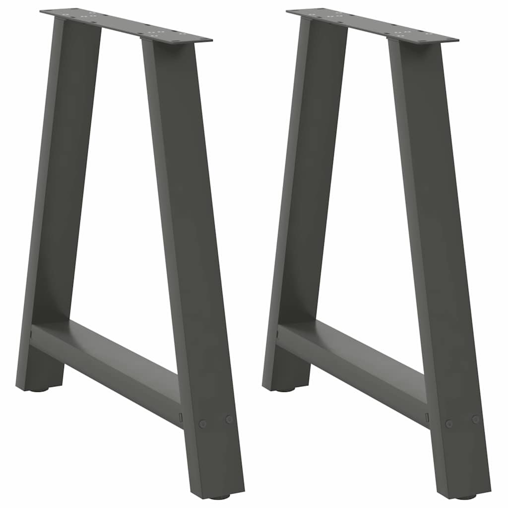 Pés para mesa de jantar em formato a, 2 peças, antracite, 80x (72-73) cm, aço