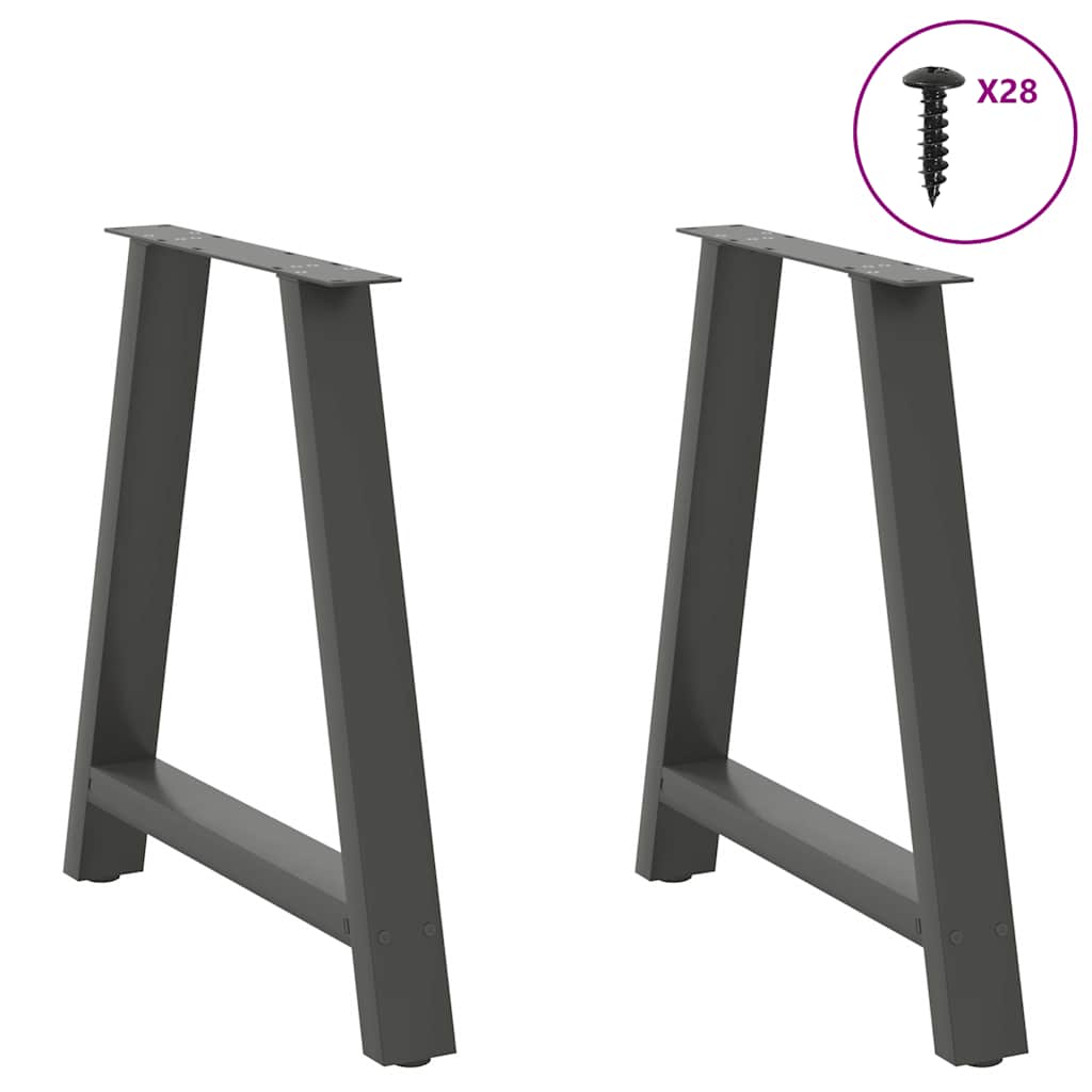 Pés para mesa de jantar em formato a, 2 peças, antracite, 80x (72-73) cm, aço