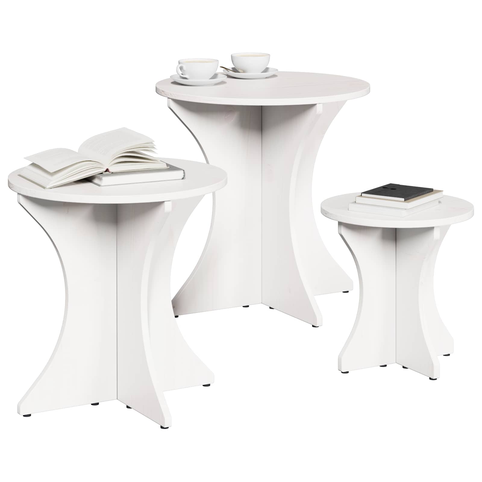 Mesa de centro 3 unid. branco 46 x 46 x 47 cm