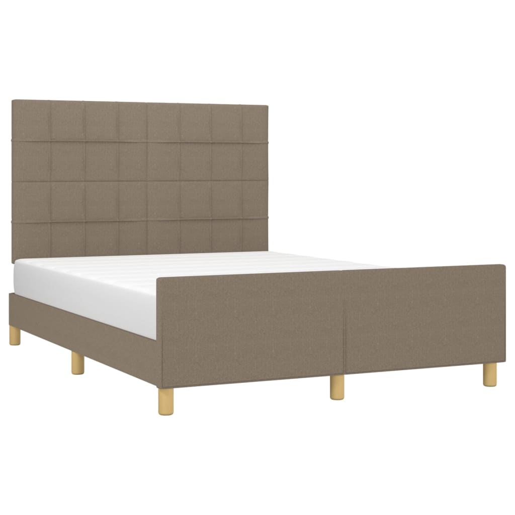 Cama sem colchão 140x200 cm tecido castanho-acinzentado