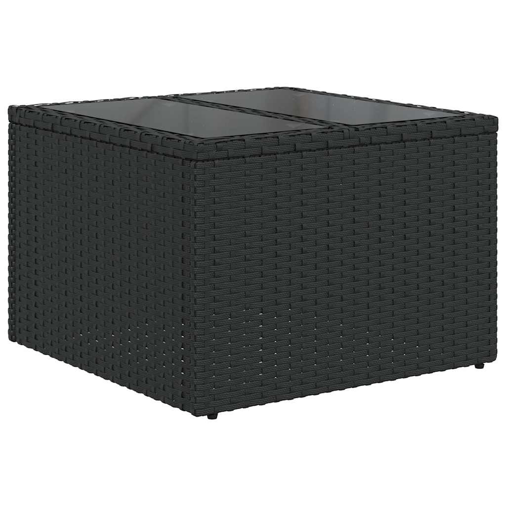 Conjunto de sofá de jardim com 6 peças e almofadas em rattan sintético preto
