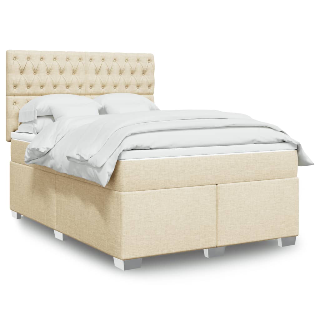 Cama com molas/colchão 140x190 cm tecido cor creme