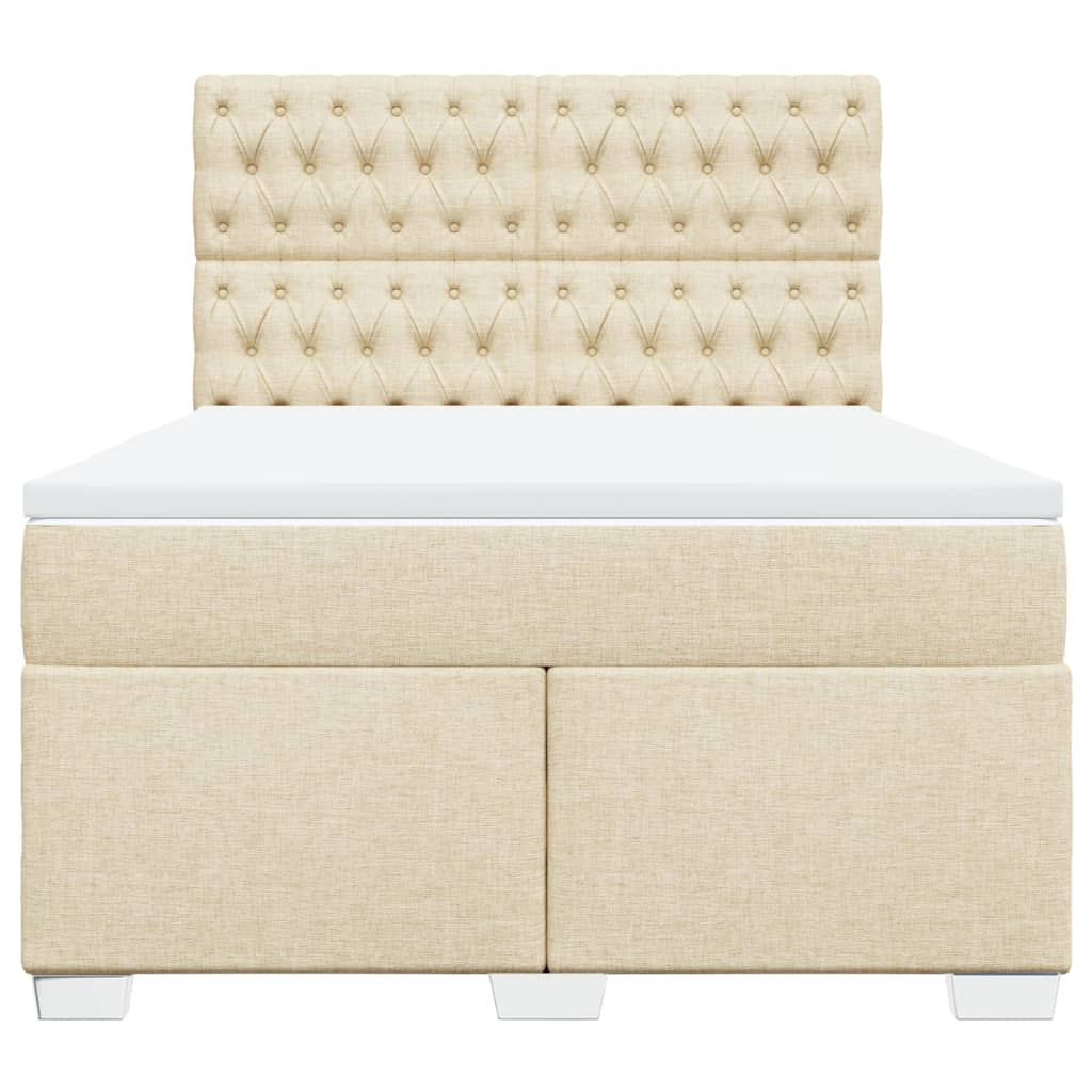 Cama com molas/colchão 140x190 cm tecido cor creme