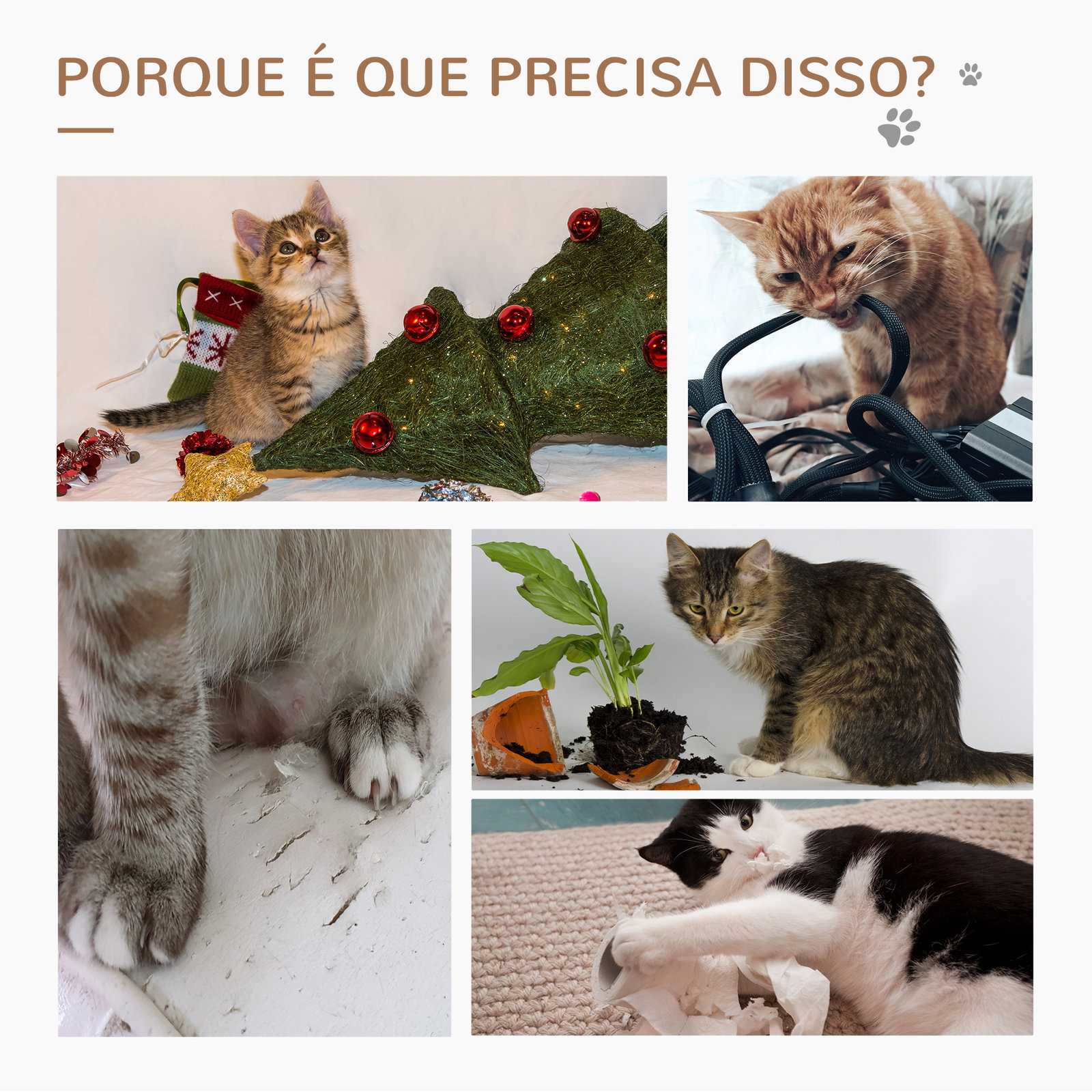 Árvore Arranhador para Gatos Torre para Gatos 50x36x70 cm com Rede Plataforma Poste de Sisal e Bola Suspensa Bege