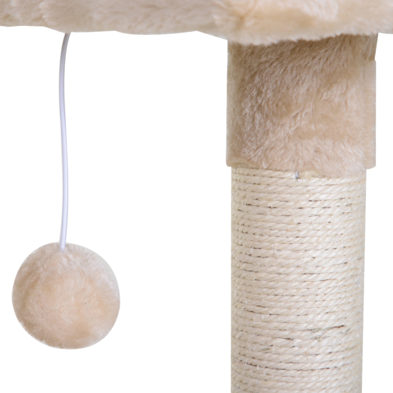 Árvore Arranhador para Gatos Torre para Gatos 50x36x70 cm com Rede Plataforma Poste de Sisal e Bola Suspensa Bege