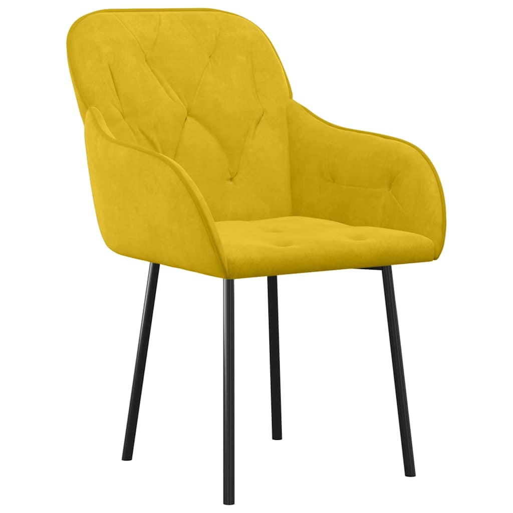 Cadeiras de jantar 2 pcs veludo amarelo