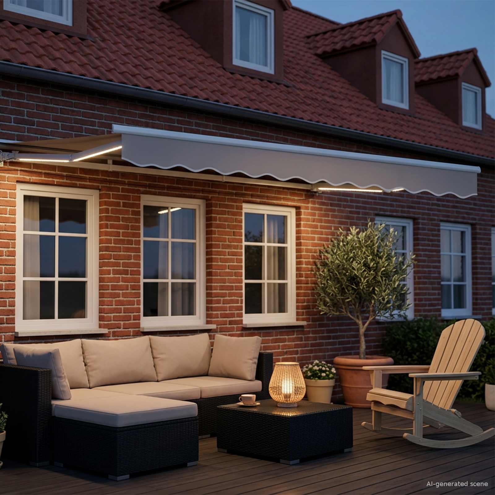 Moldura de toldo elétrico com leds branco 3,5 x 2 m alumínio