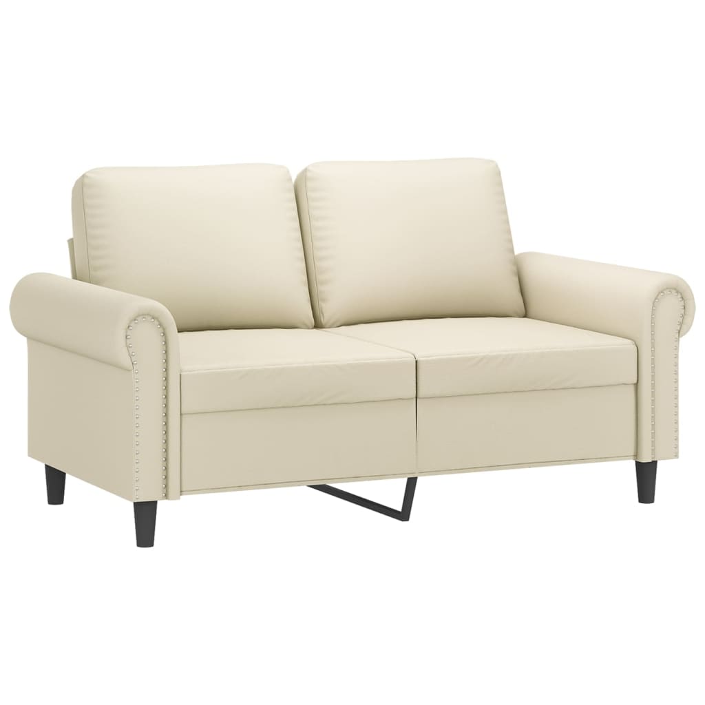 3 Pcs conjunto sofás c/ almofadões couro artificial cor creme