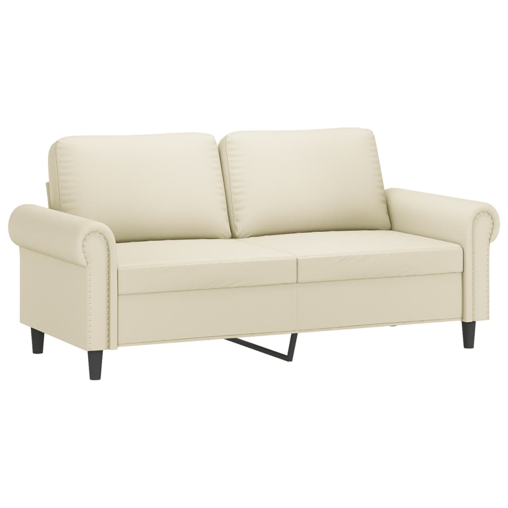 3 Pcs conjunto sofás c/ almofadões couro artificial cor creme