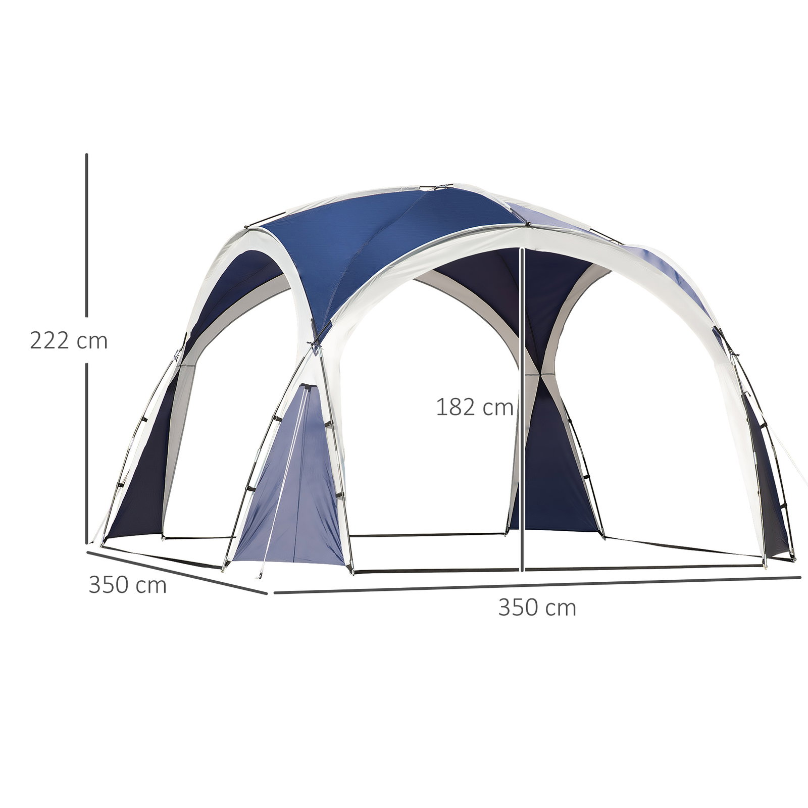 Abrigo de Campismo 3,5x3,5 m Toldo de Campismo Dobrável com Gancho Proteção UV e Bolsa de Transporte Azul e Cinza Claro
