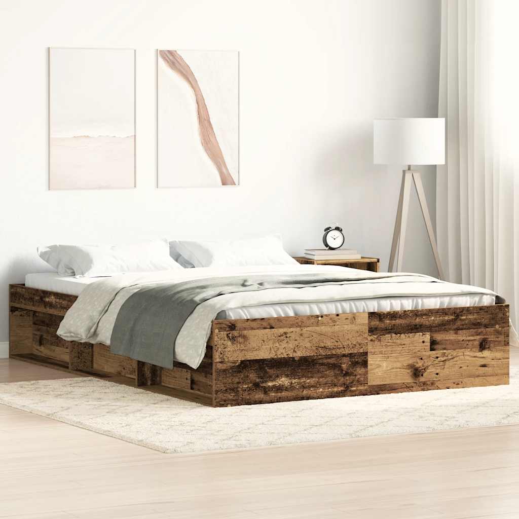 Estrutura de cama sem colchão 120x200cm madeira velha