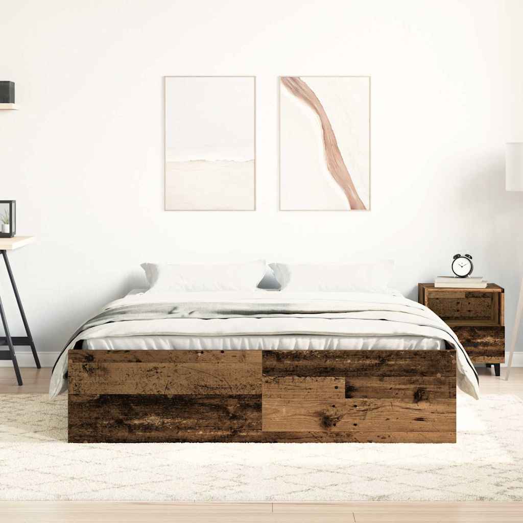 Estrutura de cama sem colchão 120x200cm madeira velha