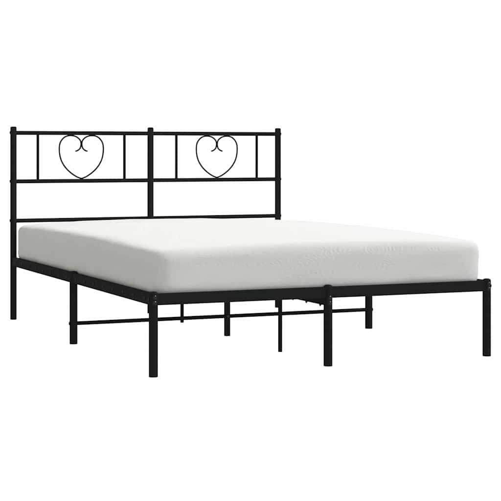 Estrutura de cama em metal com cabeceira 150x200 cm preto