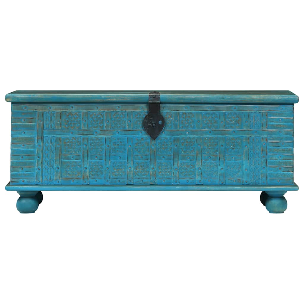 Arca de arrumos madeira mangueira maciça 100x40x41 cm azul
