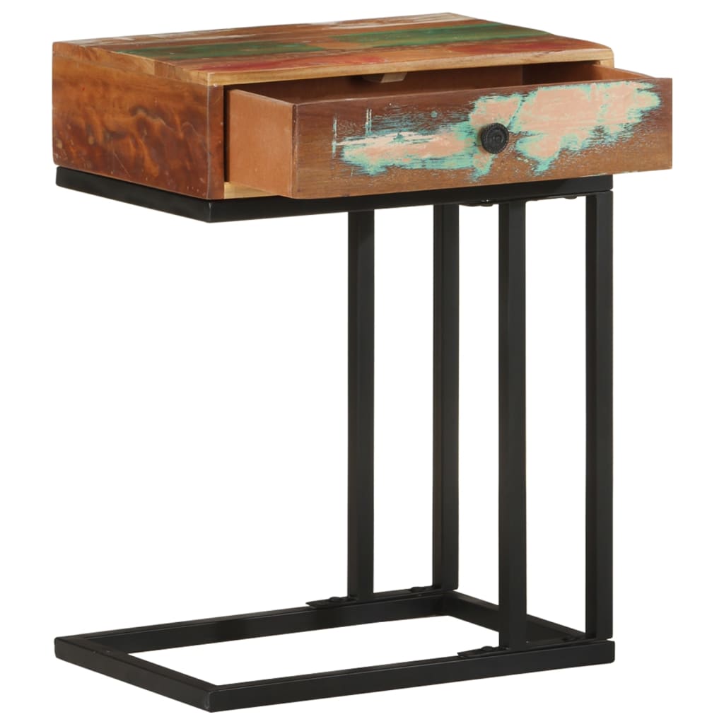 Mesa de apoio formato em u 45x30x61cm madeira recuperada maciça