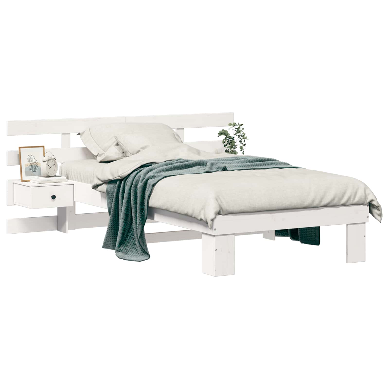 Estrutura da cama com cabeceira branco 100 x 200 cm