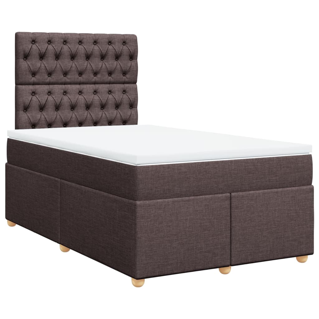 Cama boxspring com colchão 120x190 cm tecido castanho-escuro