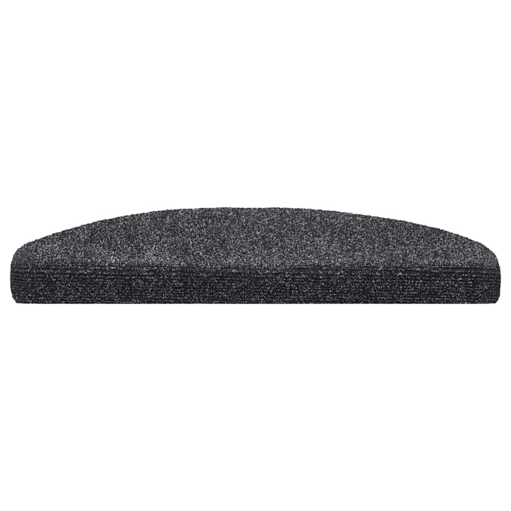 Tapetes de escada autoadesivos 10 peças 65x21x4 cm cinza escuro semicircular grande