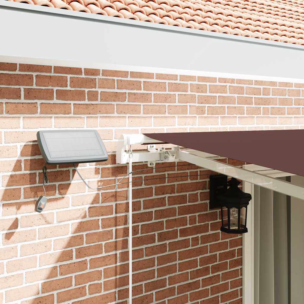 Toldo retrátil manual com luzes LED 450x300 cm castanho