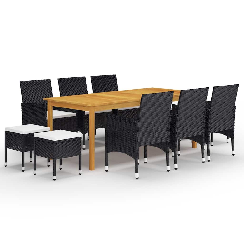 11 Pcs conjunto de jantar para jardim preto