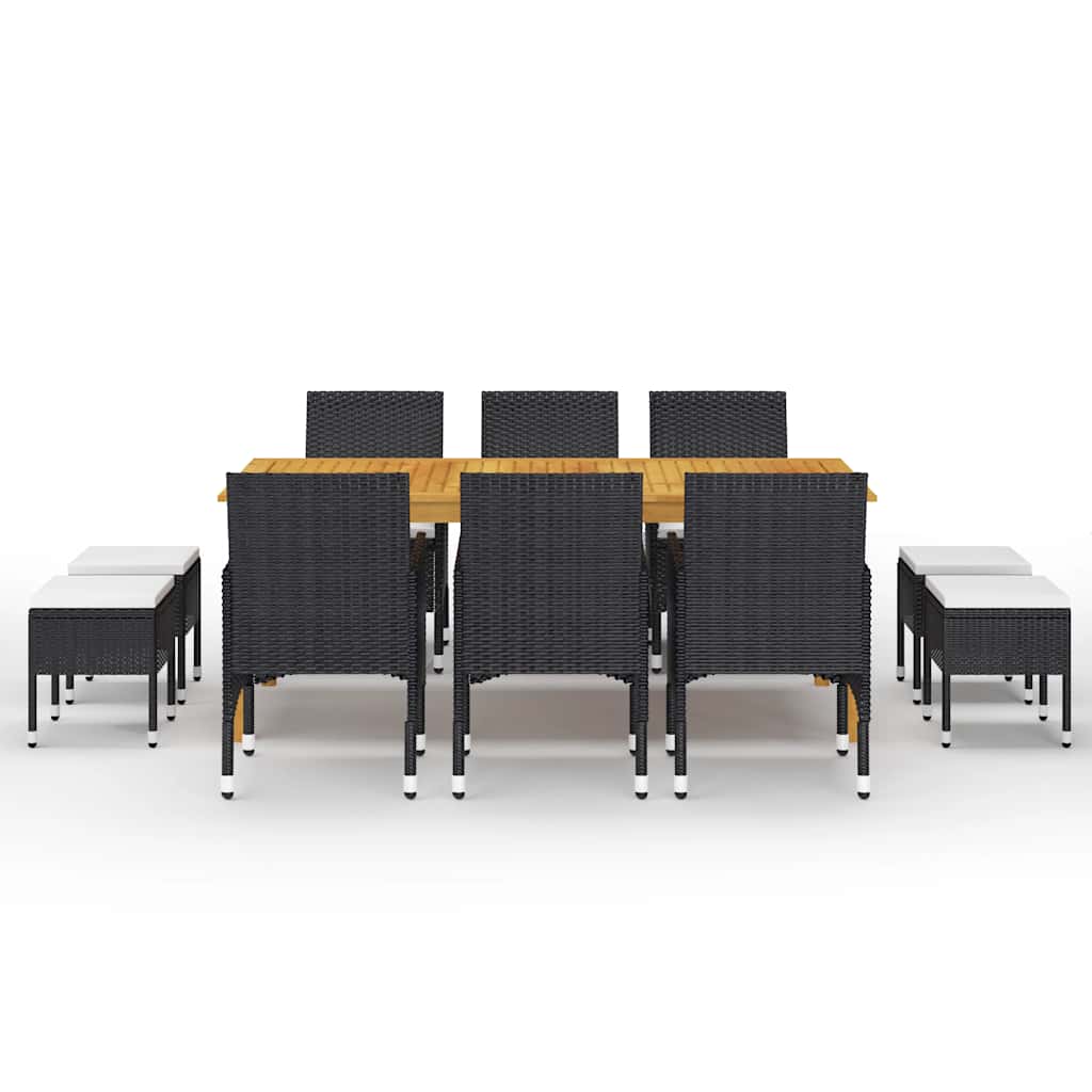11 Pcs conjunto de jantar para jardim preto
