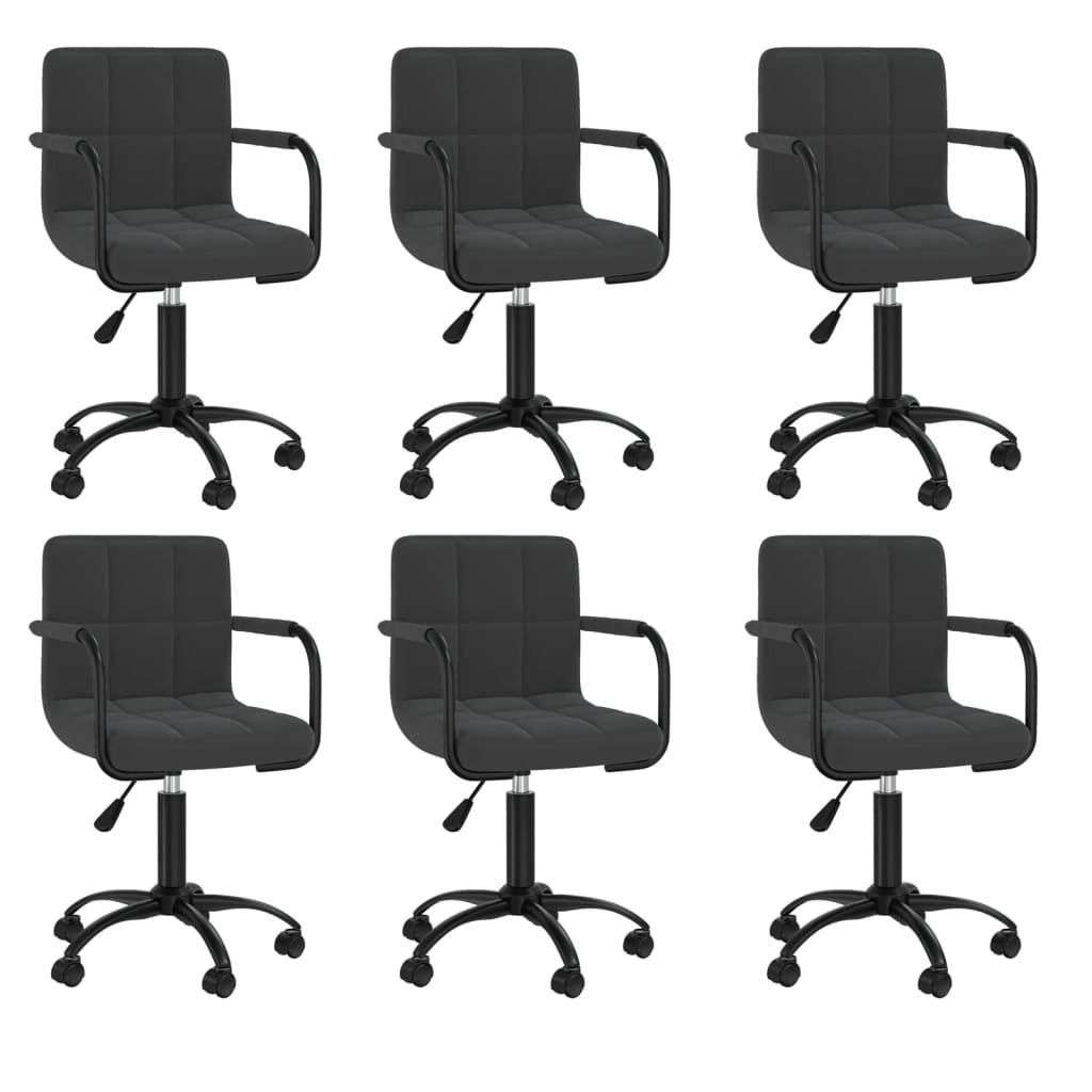 Cadeiras de jantar giratórias 6 pcs veludo preto