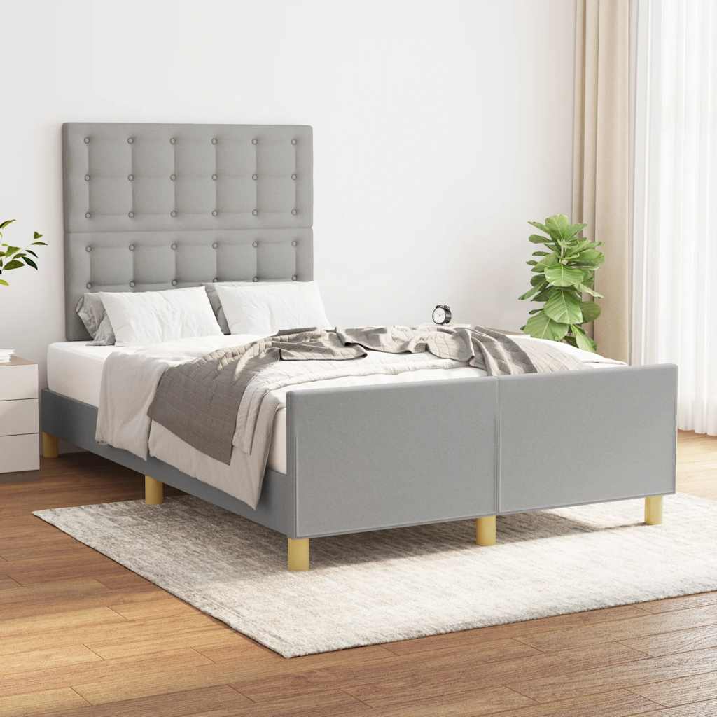 Estrutura de cama sem colchão cinza claro tecido