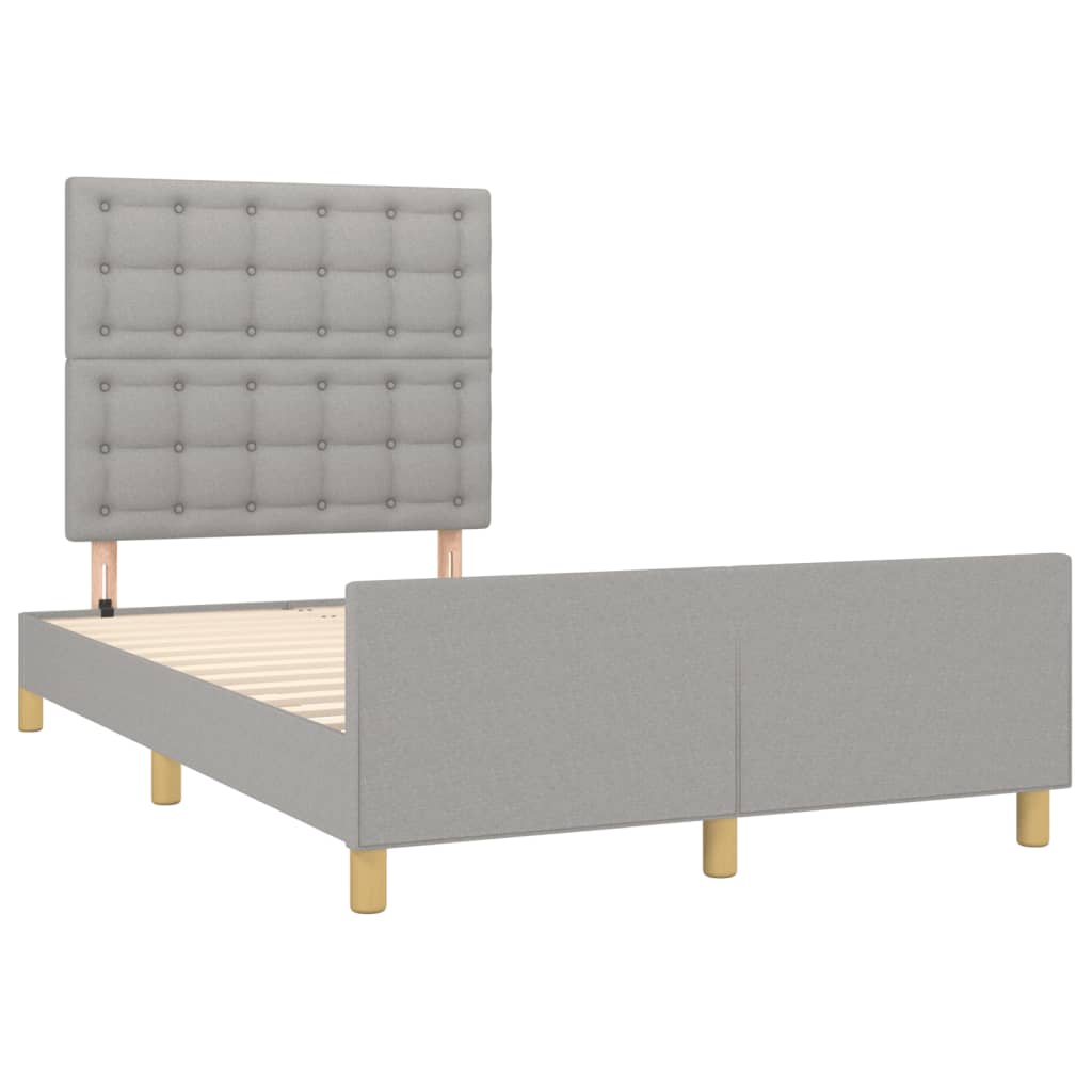 Estrutura de cama sem colchão cinza claro tecido