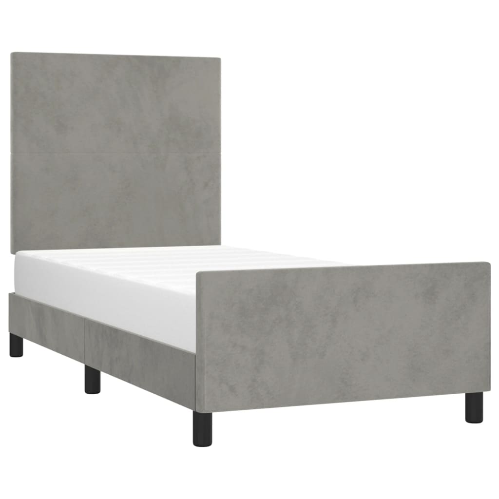 Estrutura de cama sem colchão 100x200 cm veludo cinzento-claro