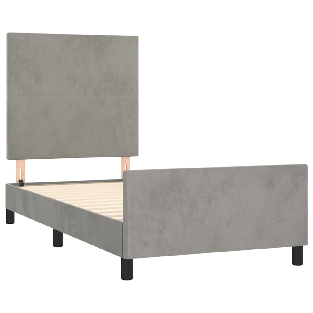 Estrutura de cama sem colchão 100x200 cm veludo cinzento-claro