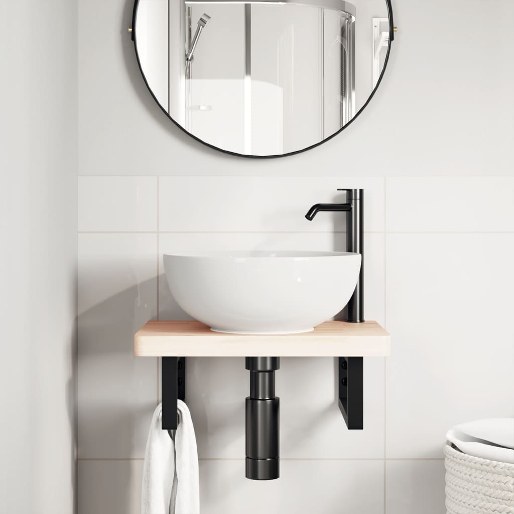 Suportes de prateleira p/ lavatório 2 pcs aço retangular preto