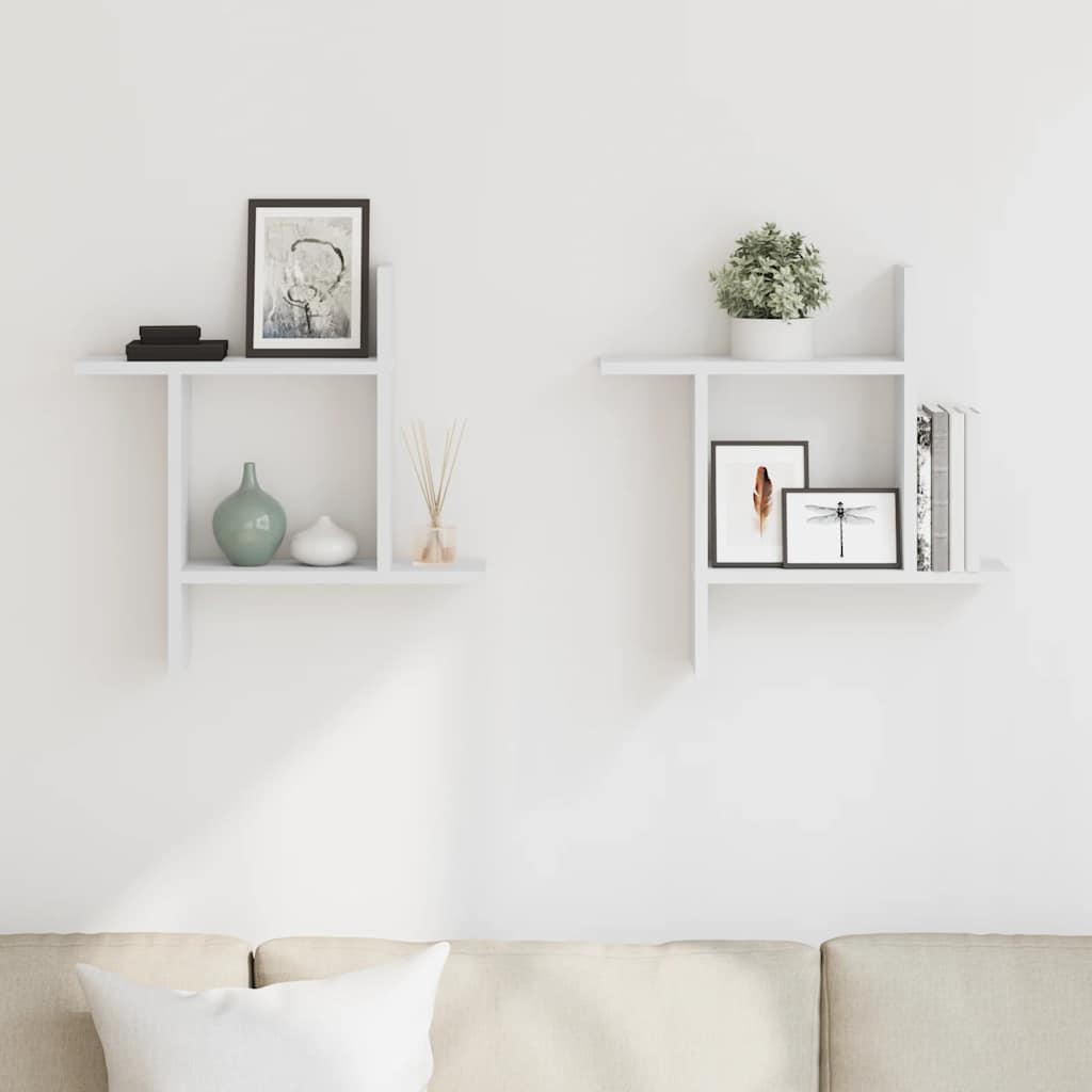 Prateleiras de parede 2 pcs 50x12x50cm derivados madeira branco