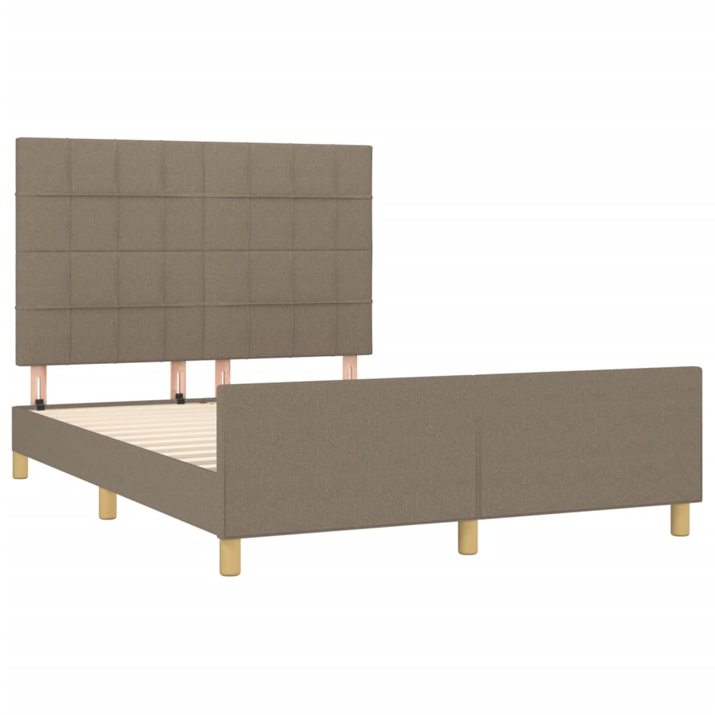 Cama sem colchão 140x190 cm tecido castanho-acinzentado