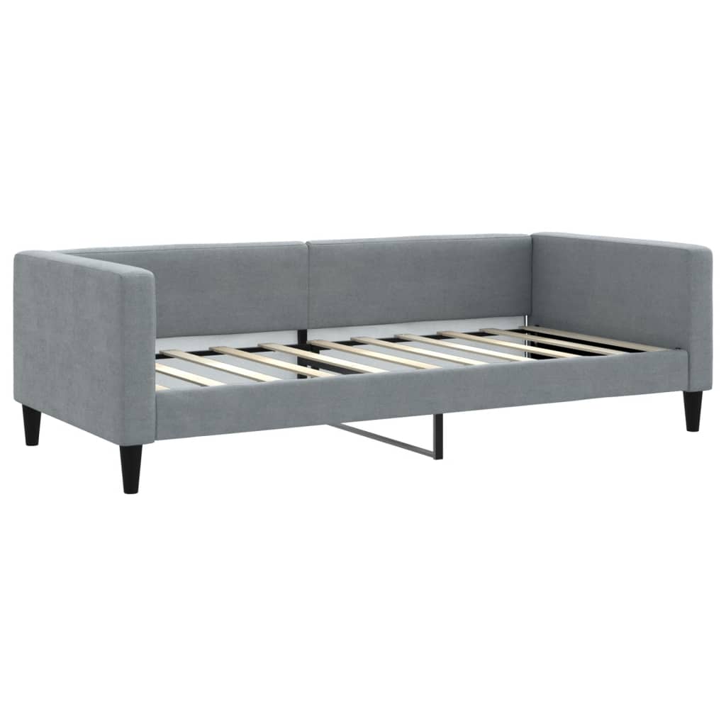 Sofá-cama com colchão 90x190 cm tecido cinzento-claro